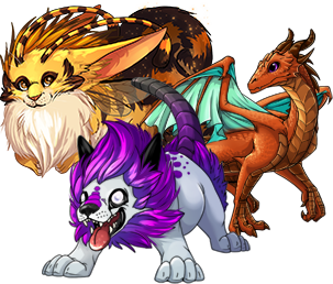 Three pet options are presented. A cat with bee antennae and wings, a dragon, and a dog with a scaly tail!